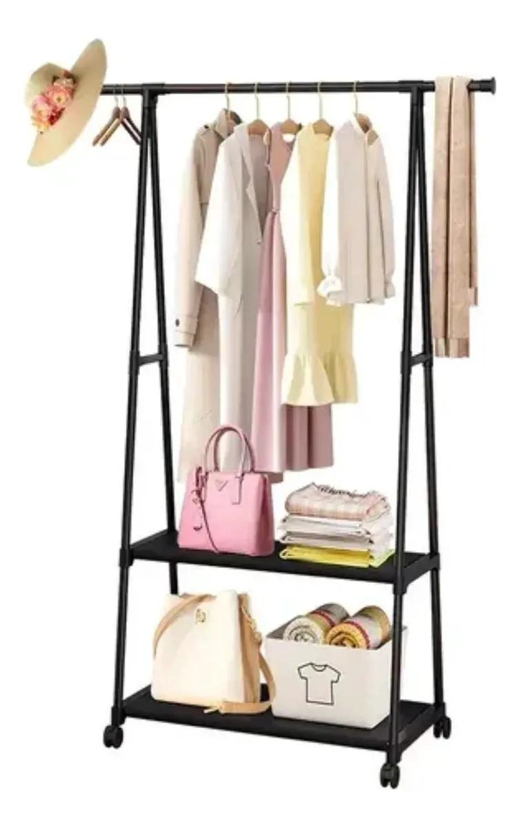 PERCHERO ORGANIZADOR DE BAÑO CON RUEDAS Y ESTANTE MULTIFUNCIONAL - 1