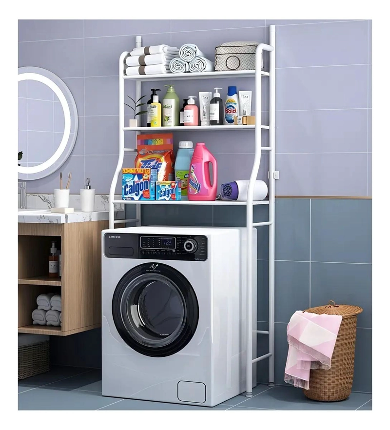 ESTANTE ORGANIZADOR PARA LAVADORA CON 3 ESTANTES EN COLOR BLANCO - 1