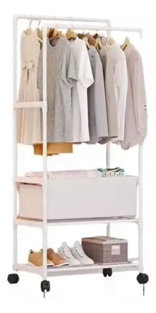 PERCHERO ORGANIZADOR DE ROPA Y ZAPATOS CON RUEDAS - 1