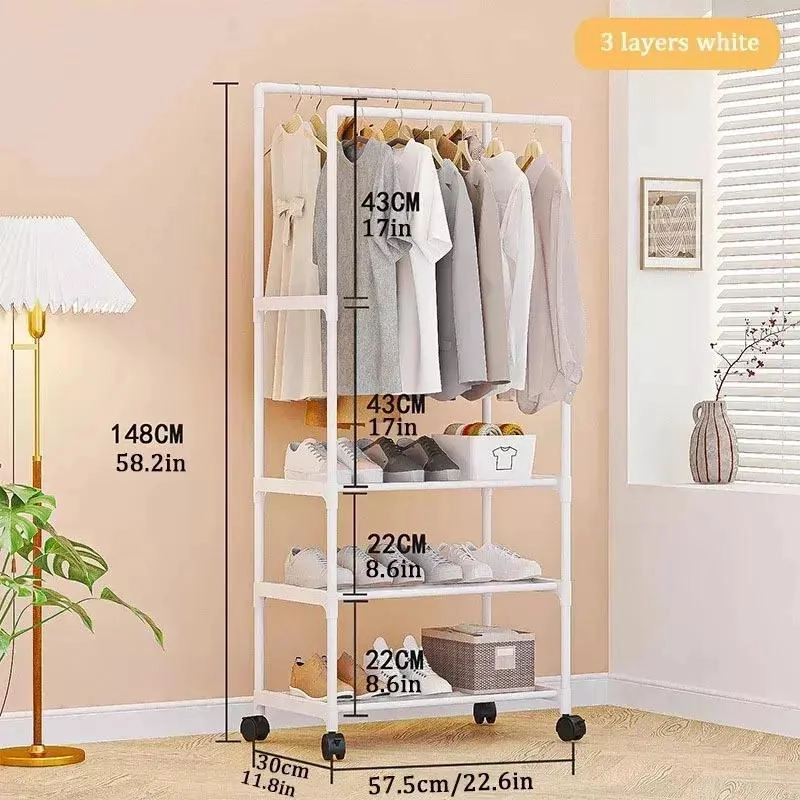 PERCHERO ORGANIZADOR DE ROPA Y ZAPATOS CON RUEDAS - 4