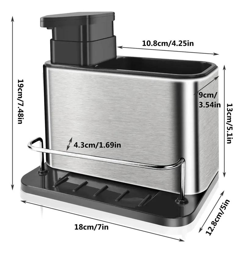 ORGANIZADOR DISPENSADOR DE JABON Y ESPONJA PARA COCINA - 2