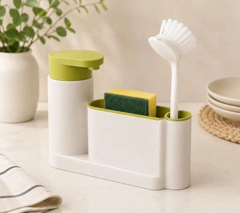 ORGANIZADOR DE COCINA CON DISPENSADOR Y ESCOBILLA - 1
