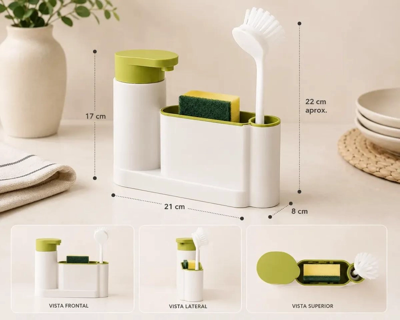 ORGANIZADOR DE COCINA CON DISPENSADOR Y ESCOBILLA - 2