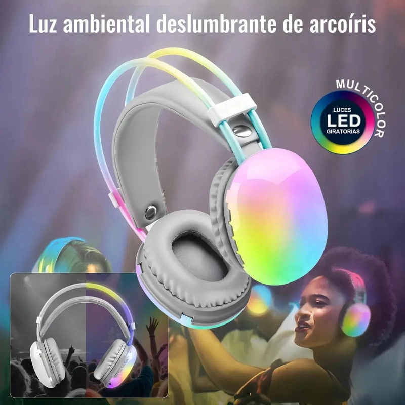 AUDIFONOS INALAMBRICOS BLUETOOTH P880 CON LUZ LED Y MICROFONO - 4