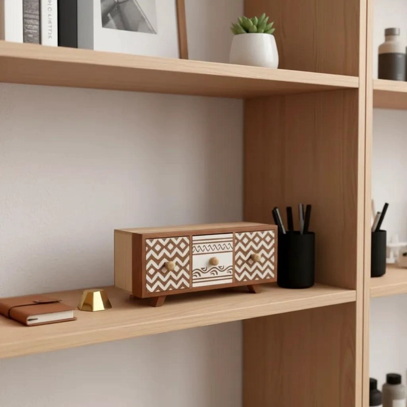 ORGANIZADOR DE ESCRITORIO DE MADERA 32X11X14 CM - 1