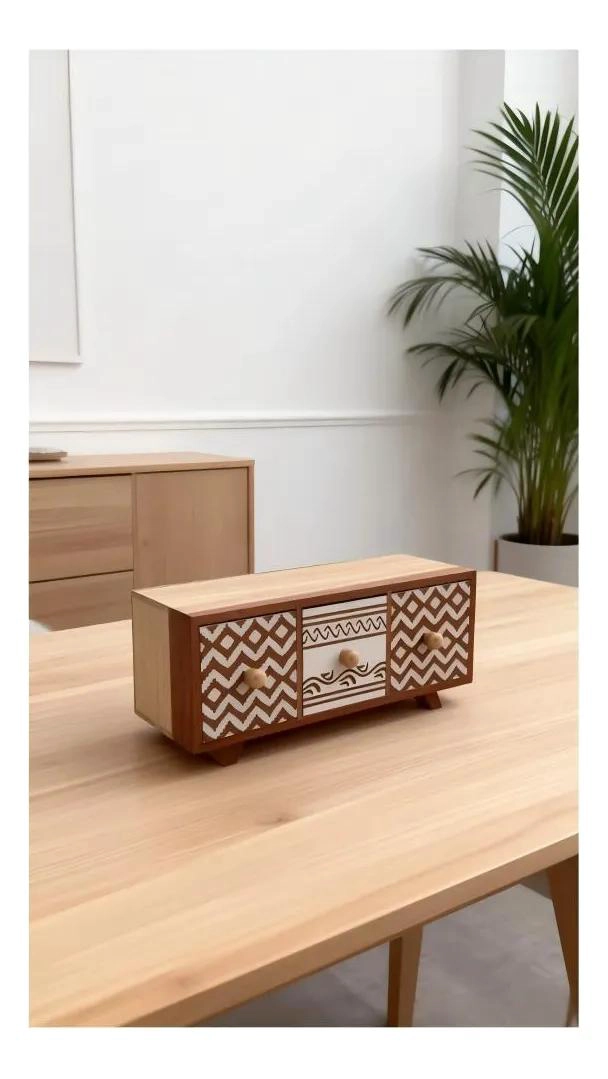 ORGANIZADOR DE ESCRITORIO DE MADERA 32X11X14 CM - 2