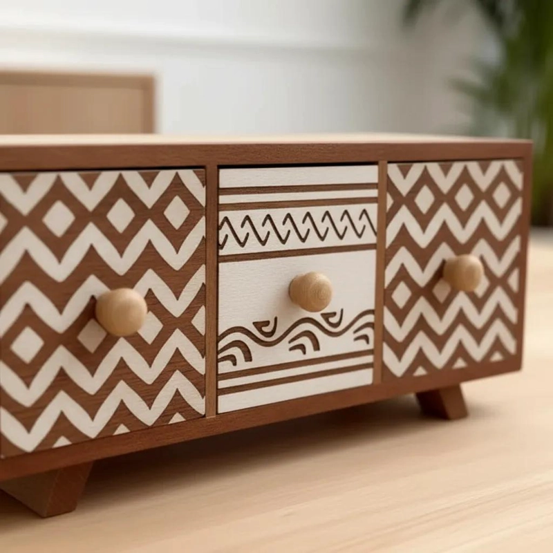ORGANIZADOR DE ESCRITORIO DE MADERA 32X11X14 CM - 4