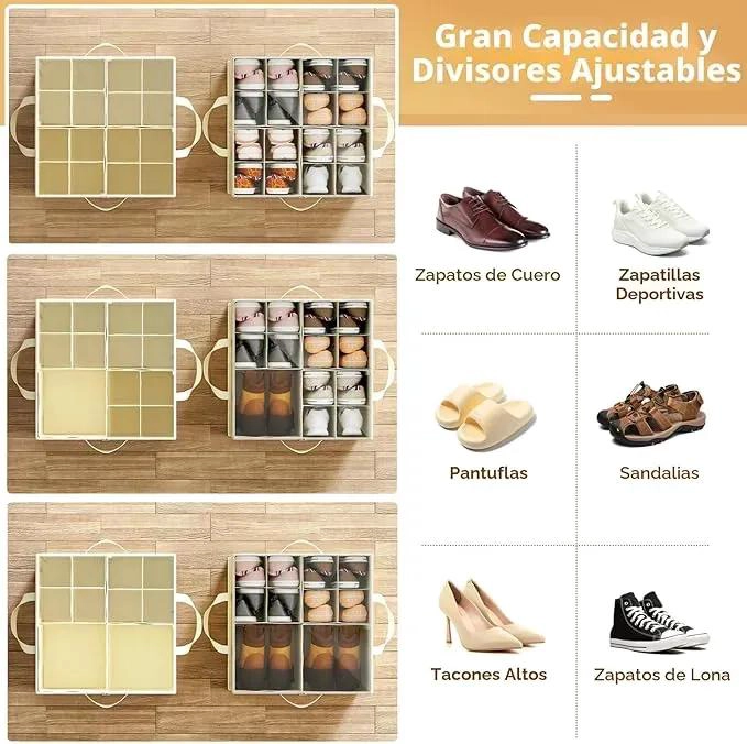 ORGANIZADOR MULTIUSO PARA ZAPATOS CON DIVISIONES BEIGE - 3