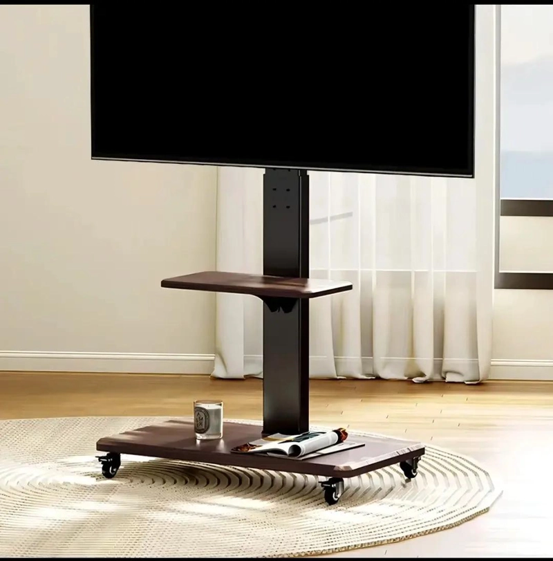 SOPORTE MOVIL PARA TV CON RUEDAS DE 32 A 70 PULGADAS COLOR CAFE - 2