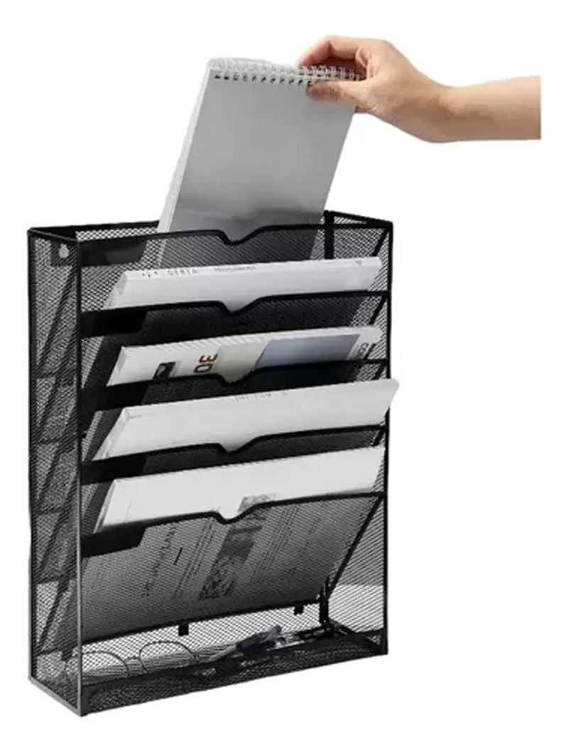 ORGANIZADOR METALICO DE ESCRITORIO CON 5 COMPARTIMENTOS - 1