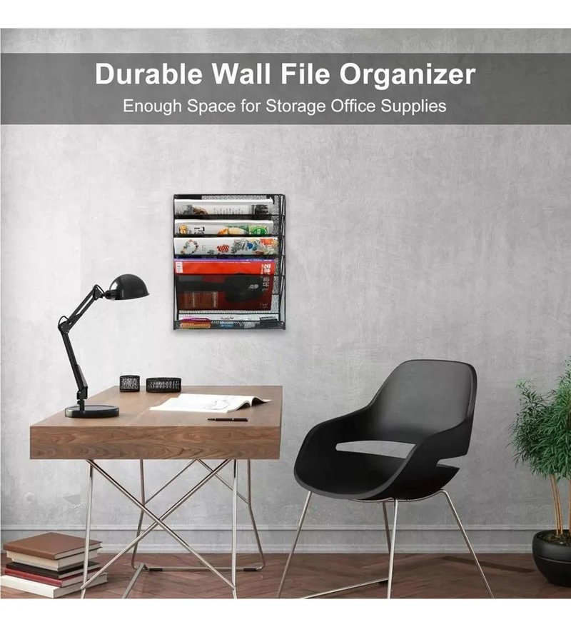ORGANIZADOR METALICO DE ESCRITORIO CON 5 COMPARTIMENTOS - 6