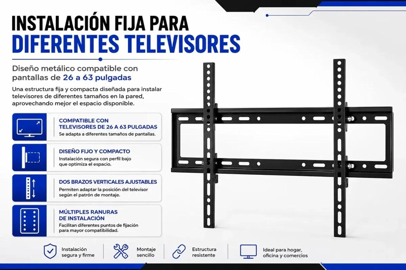SOPORTE DE PARED FIJO PARA TELEVISORES DE 26 A 63 PULGADAS - 2