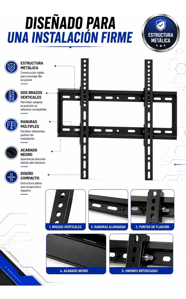 SOPORTE DE PARED FIJO PARA TELEVISORES DE 26 A 63 PULGADAS - 4