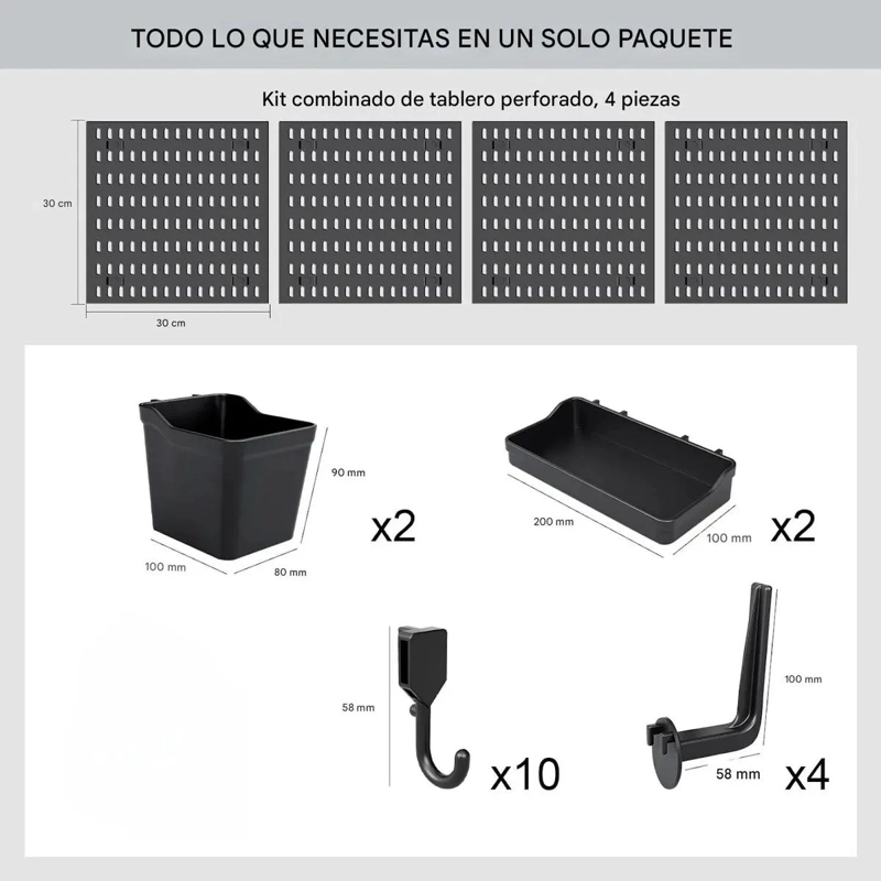 ORGANIZADOR DE ESCRITORIO MODULAR DE PARED CON 22 ACCESORIOS - 4