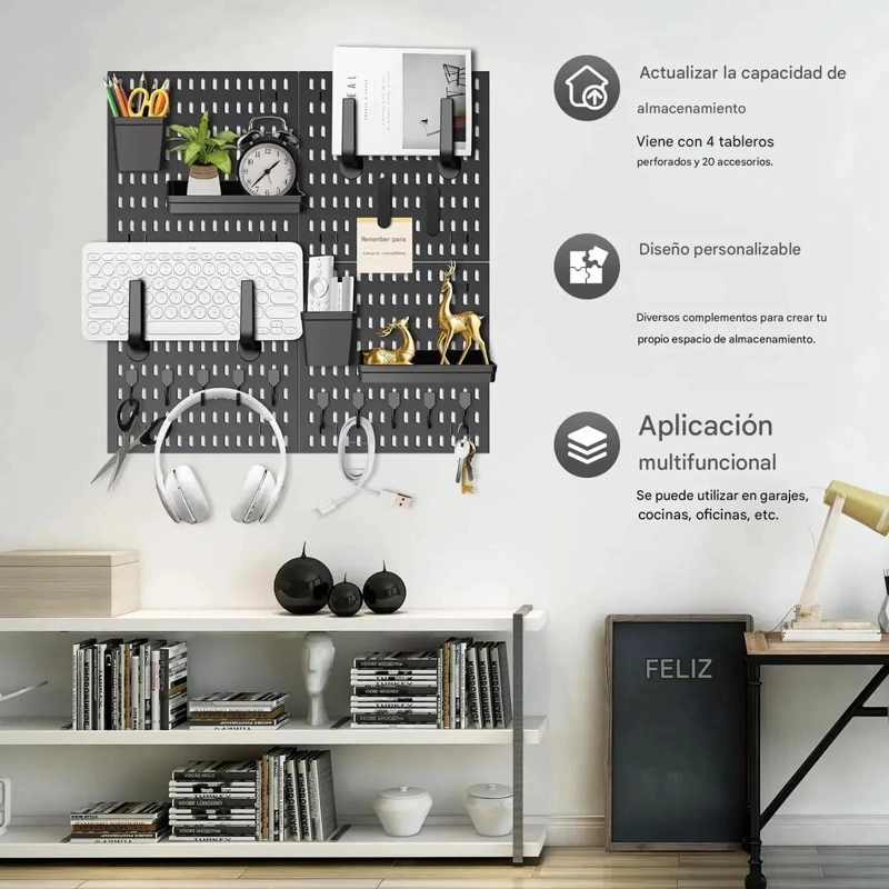 ORGANIZADOR DE ESCRITORIO MODULAR DE PARED CON 22 ACCESORIOS - 5