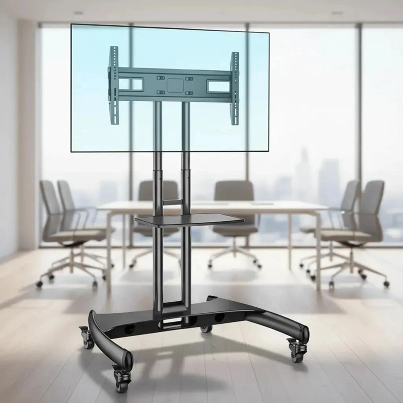 PEDESTAL PARA TV CON RUEDAS SOPORTE ACERO NEGRO 32' A 70' - 2