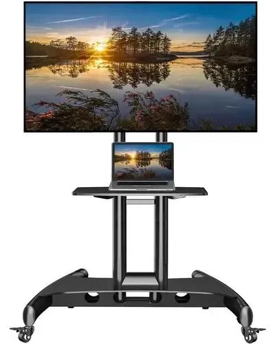 PEDESTAL PARA TV CON RUEDAS SOPORTE ACERO NEGRO 32' A 70' - 3