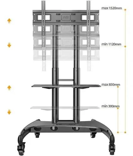 PEDESTAL PARA TV CON RUEDAS SOPORTE ACERO NEGRO 32' A 70' - 9