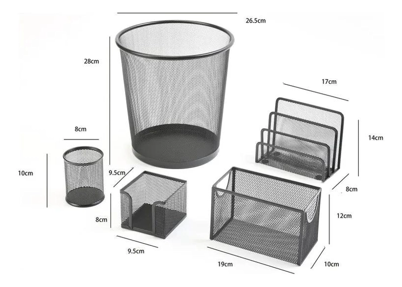 SET ORGANIZADOR DE ESCRITORIO 5 PIEZAS PARA OFICINA - 4