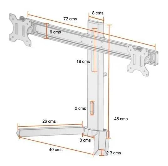 SOPORTE DOBLE PARA MONITOR DE 17 A 27 PULGADAS CON BRAZO AJUSTABLE - 2