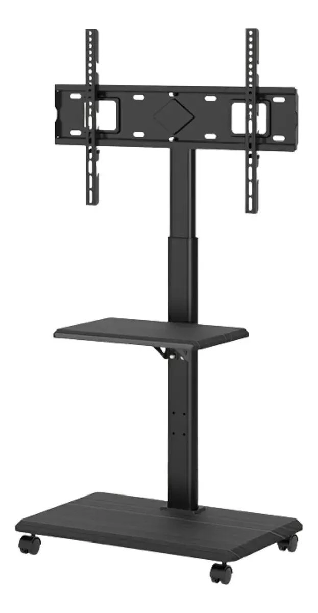 SOPORTE MOVIL PARA TV CON RUEDAS Y ESTANTE AJUSTABLE - 1