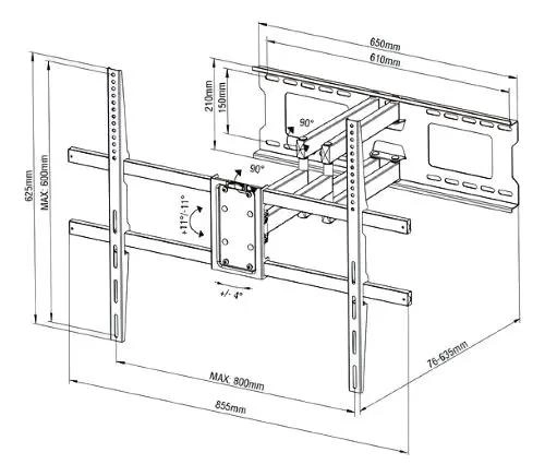 SOPORTE DE TV ARTICULADO PARA PANTALLAS DE 45 A 100 PULGADAS - 3