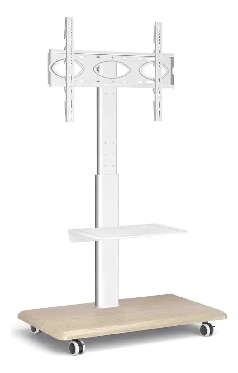SOPORTE MOVIL PARA TV BLANCO CON REPISAS MODERNAS Y RUEDAS - 3