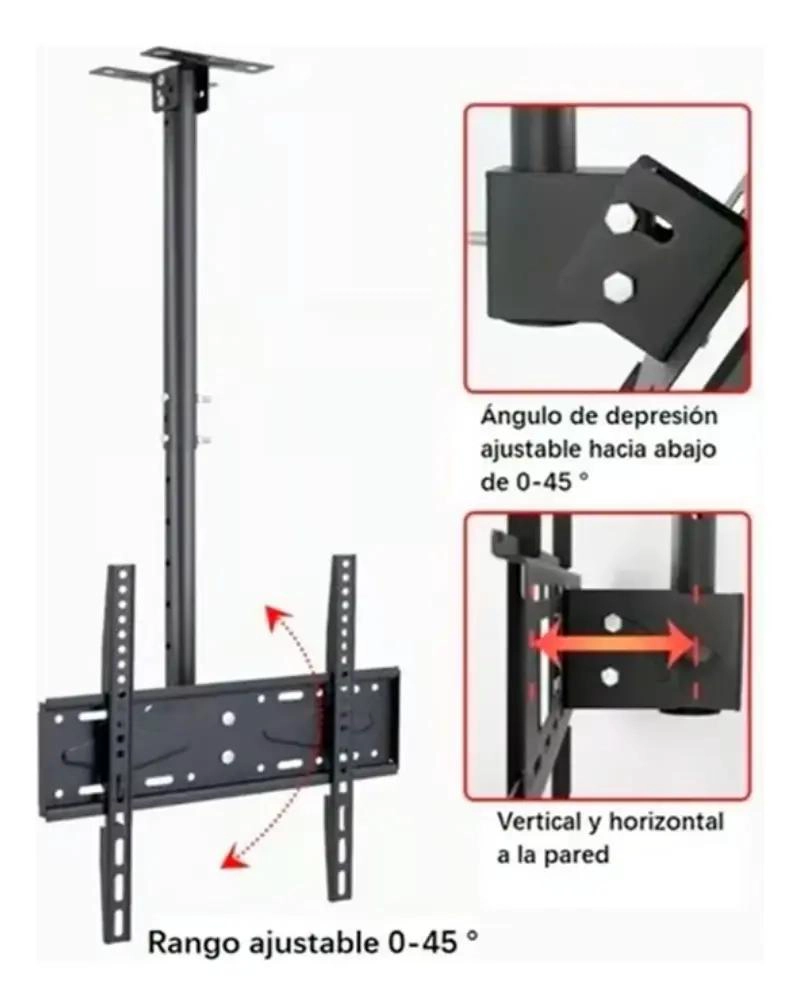 SOPORTE DE TECHO PARA TV INCLINABLE Y GIRATORIO DE 26 A 60 PULGADAS - 4