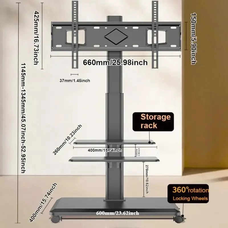 SOPORTE TV MOVIL CON RUEDAS PARA PANTALLAS DE 32 A 70 PULGADAS - 2