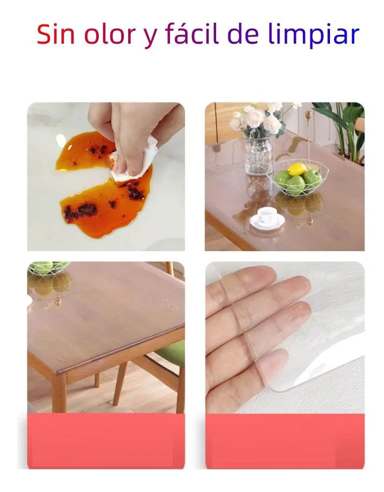 PROTECTOR DE MESA TRANSPARENTE DE PVC 2MM GRUESO 90X160 CM - 4