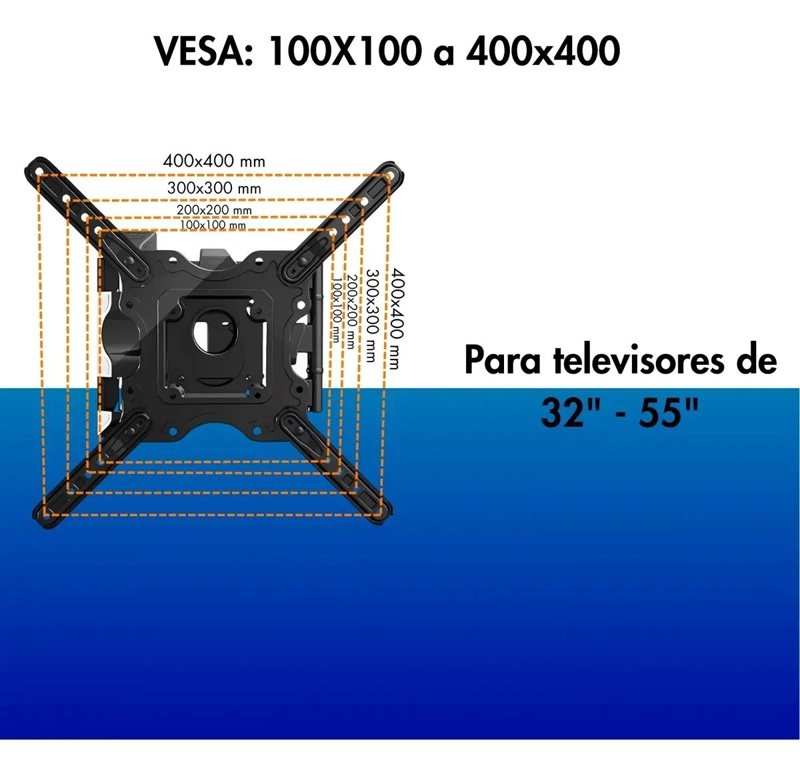 SOPORTE DE PARED AJUSTABLE PARA TELEVISORES DE 32 A 55 PULGADAS - 2