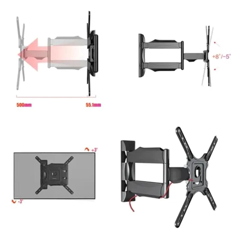 SOPORTE DE PARED AJUSTABLE PARA TELEVISORES DE 32 A 55 PULGADAS - 6