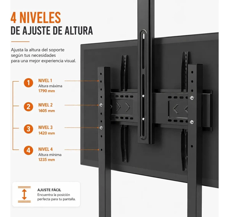 SOPORTE PEDESTAL MOVIL PARA TV DE 32 A 75 PULGADAS CON RUEDAS - 1