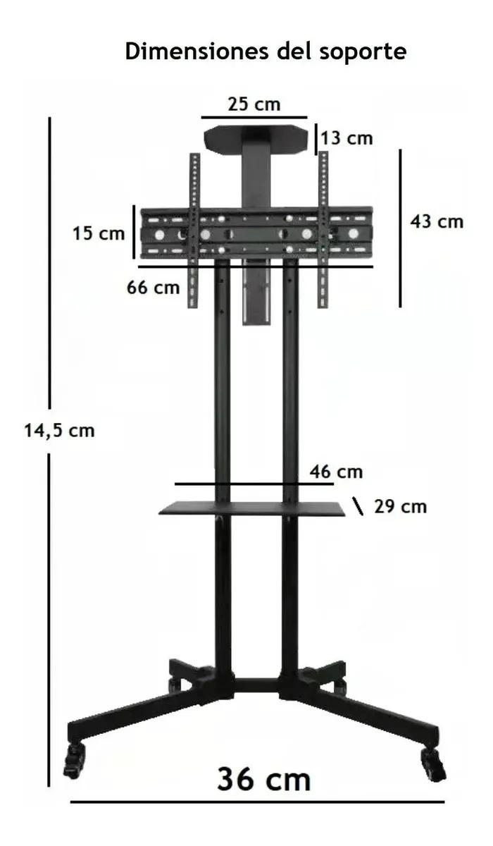 SOPORTE DE TV PEDESTAL MOVIL PARA PANTALLAS DE 32 A 65 PULGADAS - 4