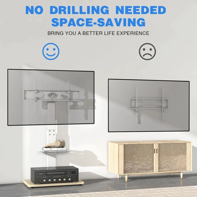 SOPORTE MOVIL PARA TV CON RUEDAS Y ESTANTES AJUSTABLES - 7