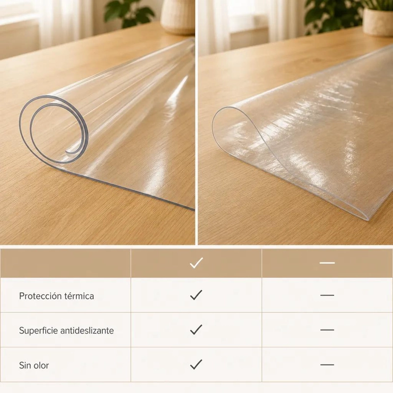 PROTECTOR DE MESA TRANSPARENTE DE PVC 160X90 CM ANTIDESLIZANTE - 4