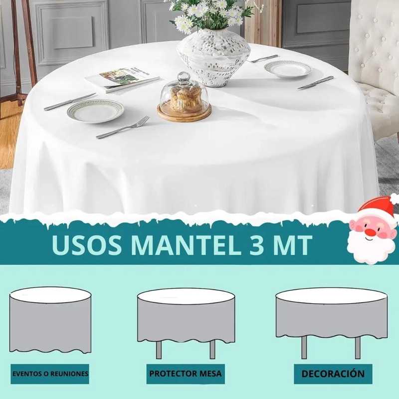 MANTEL REDONDO ELEGANTE 250 CM DIAMETRO PARA EVENTOS - 4