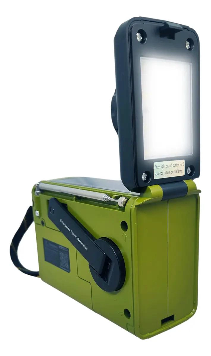 RADIO DE EMERGENCIA SOLAR DINAMO BLUETOOTH VERDE MULTIBANDA - 2