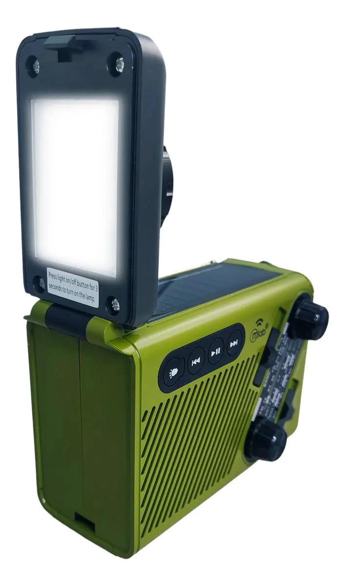 RADIO DE EMERGENCIA SOLAR DINAMO BLUETOOTH VERDE MULTIBANDA - 3