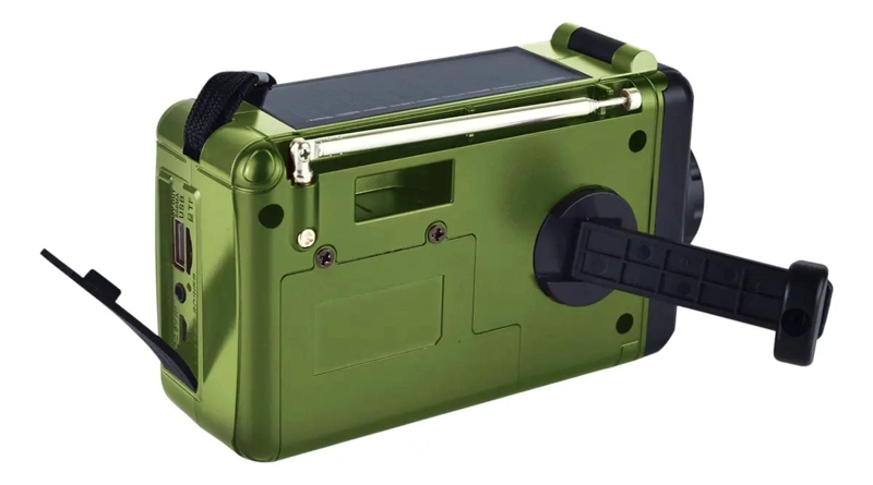 RADIO DE EMERGENCIA SOLAR DINAMO BLUETOOTH VERDE MULTIBANDA - 1