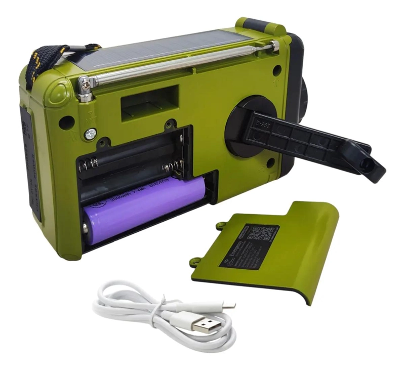 RADIO DE EMERGENCIA SOLAR DINAMO BLUETOOTH VERDE MULTIBANDA - 4