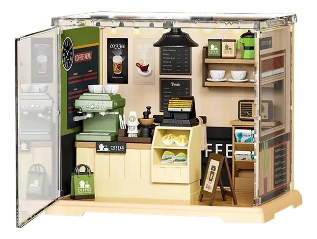 CAFETERIA EN MINIATURA DIY CON ILUMINACION Y ACCESORIOS REALISTAS - 1