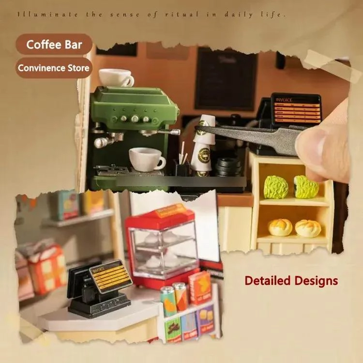 CAFETERIA EN MINIATURA DIY CON ILUMINACION Y ACCESORIOS REALISTAS - 2