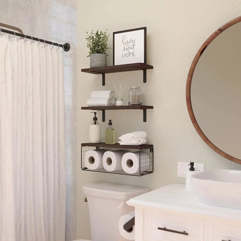 ESTANTE FLOTANTE DE MADERA PARA BAÑO Y COCINA - 7