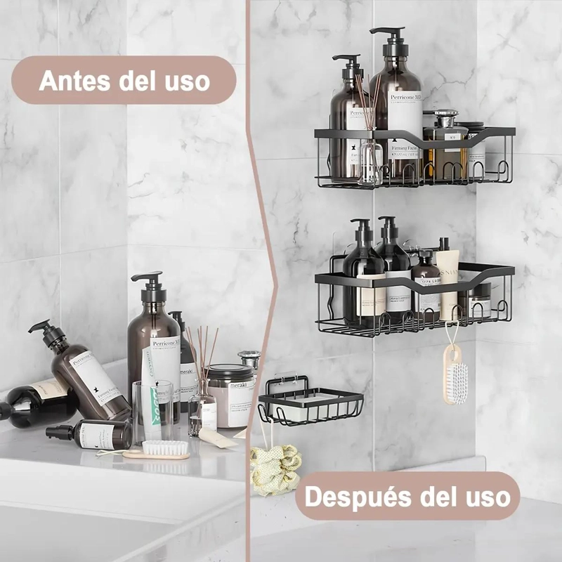SET DE ESTANTES ADHESIVOS PARA DUCHA EN ACERO INOXIDABLE - 2