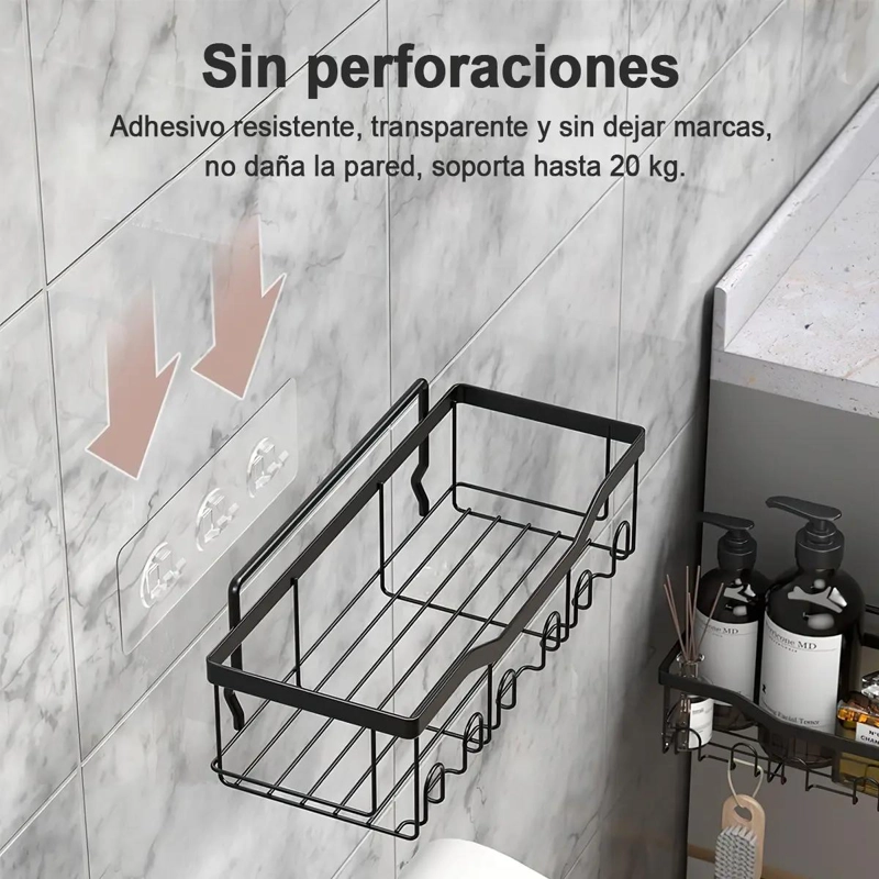 SET DE ESTANTES ADHESIVOS PARA DUCHA EN ACERO INOXIDABLE - 3