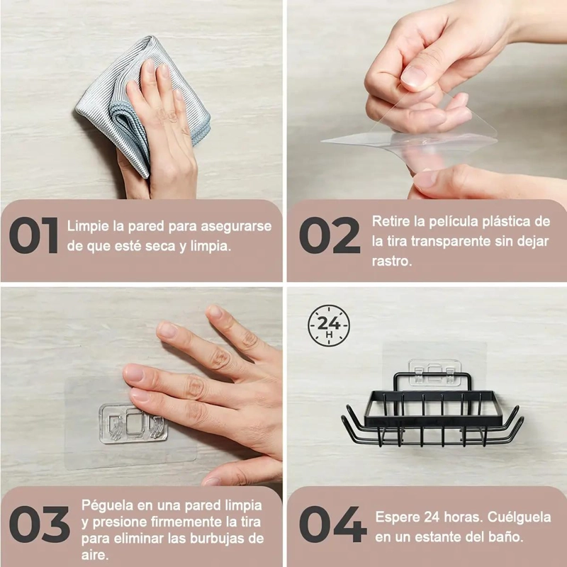 SET DE ESTANTES ADHESIVOS PARA DUCHA EN ACERO INOXIDABLE - 4