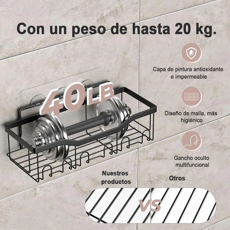 SET DE ESTANTES ADHESIVOS PARA DUCHA EN ACERO INOXIDABLE - 5
