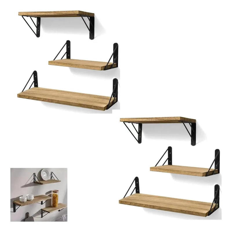 PACK DE 2 ESTANTES FLOTANTES DE MADERA PARA BAÑO Y DECORACION - 1