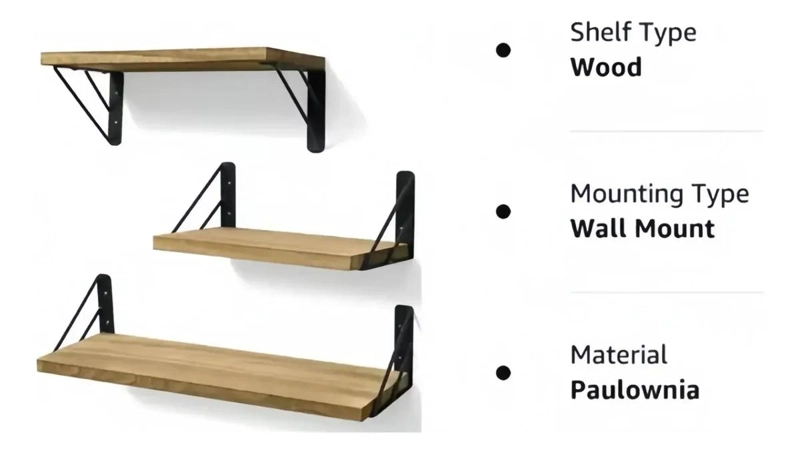 PACK DE 2 ESTANTES FLOTANTES DE MADERA PARA BAÑO Y DECORACION - 5